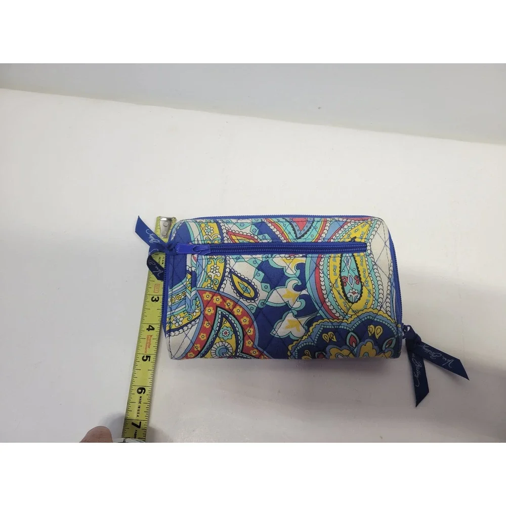 Vera Bradley Wallet Paisley Blue Red Yellow‎ White Zip Around Clutch Purse - Picture 6 of 10